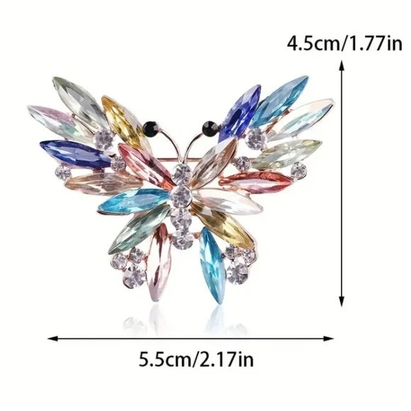 Rhinestone Butterfly Brooch pin - Picture 4 of 6